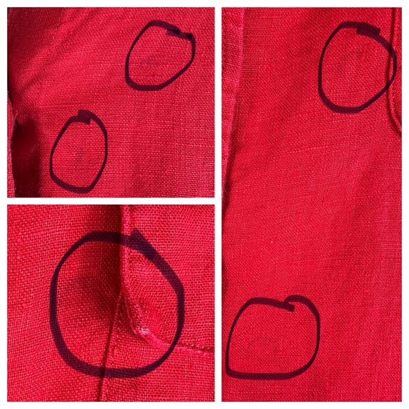 Ralph Lauren Sz 1X 16 18 Shirt Top Button Down Blouse 100% LINEN Red - Picture 3 of 6